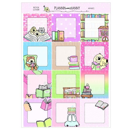 A943C Book Lover 1.5" Square Planner Stickers