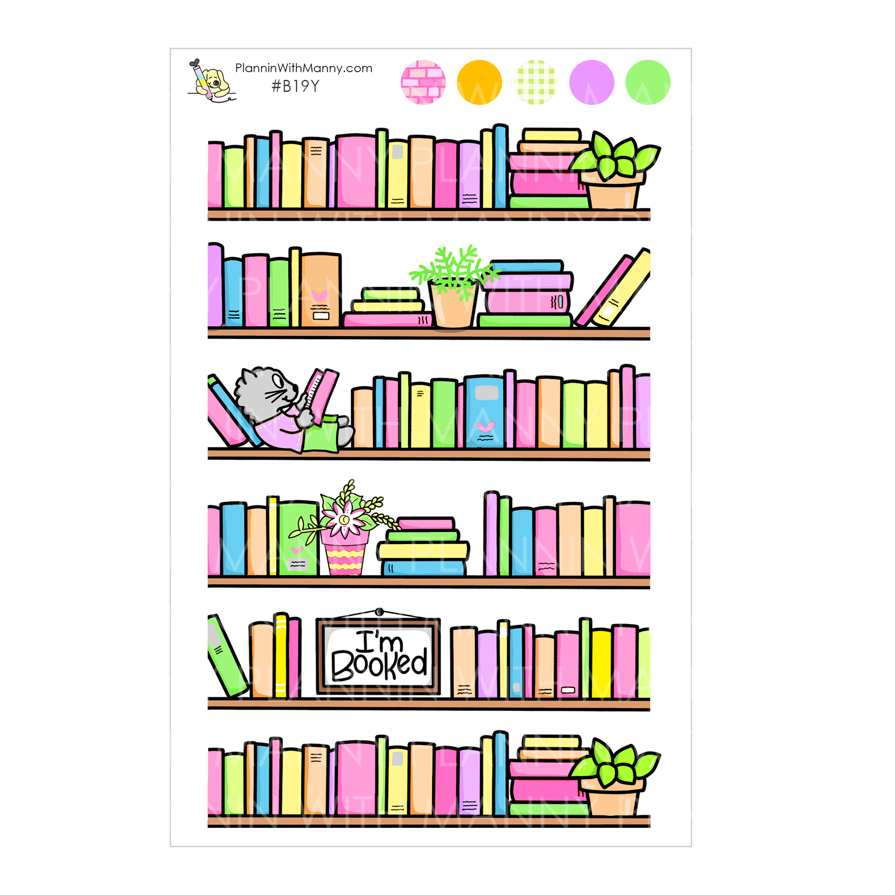 Library Shelf Sticker B19Y Book Shelf Planner Stickers- Book Lover Collection – Plannin with ...