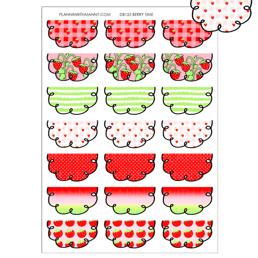 DB125 Berry Life 1.5" Doodle Half Circle Planner Stickers