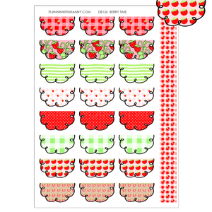 DB126 1.3" Berry Time Doodle Half Circle Planner Stickers