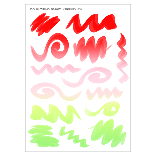 DB128 Swirley Swipe Planner Stickers- Berry Time