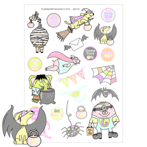DB153 Pastel Boo Crew Large Deco Planner Stickers