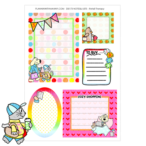 DB173 Retail Therapy Notes Sticker Sheet