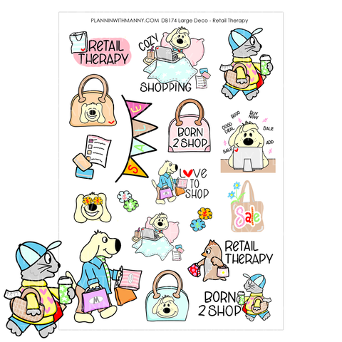 DB174 Retail Therapy Large Deco Sticker Sheet
