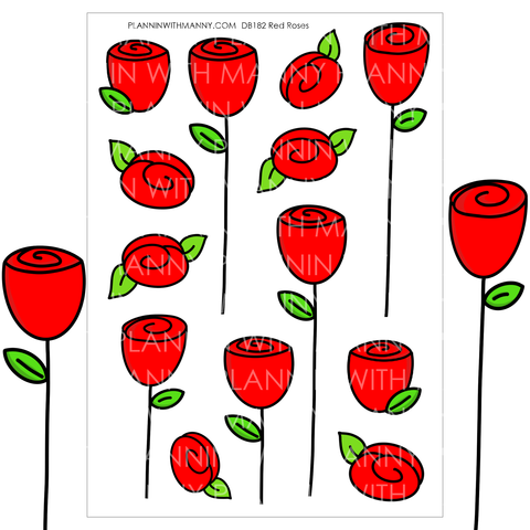 DB182 Red Roses - Large Deco Stickers