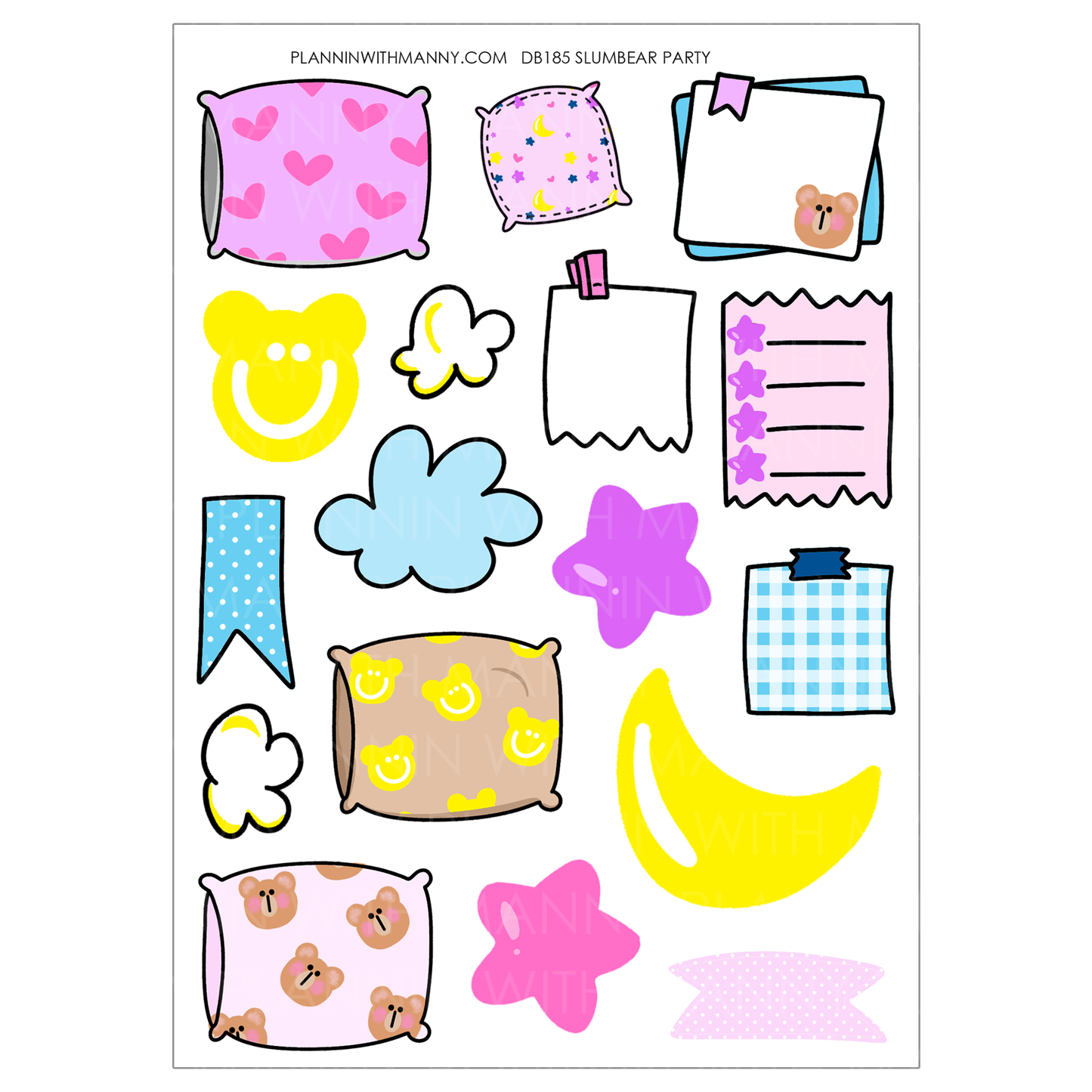 Slumbear Party -Large Sticker Sheet Set