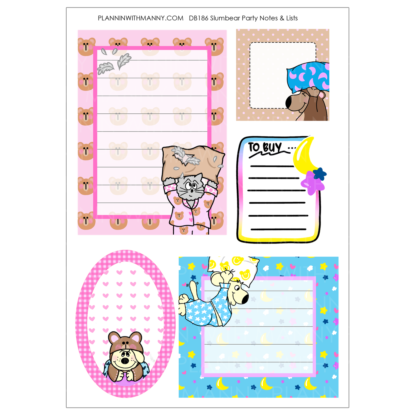 Slumbear Party -Large Sticker Sheet Set