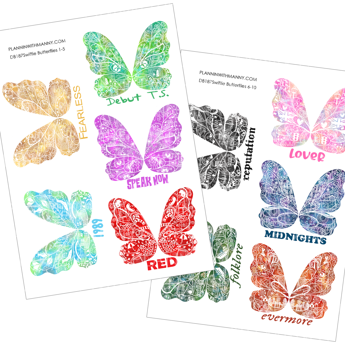 DB187 Swiftie Butterflies - Large Deco Stickers