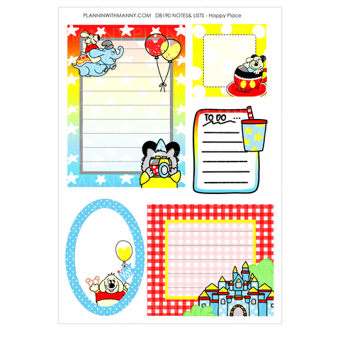 DB190 Happy Place Notes Sticker Sheet