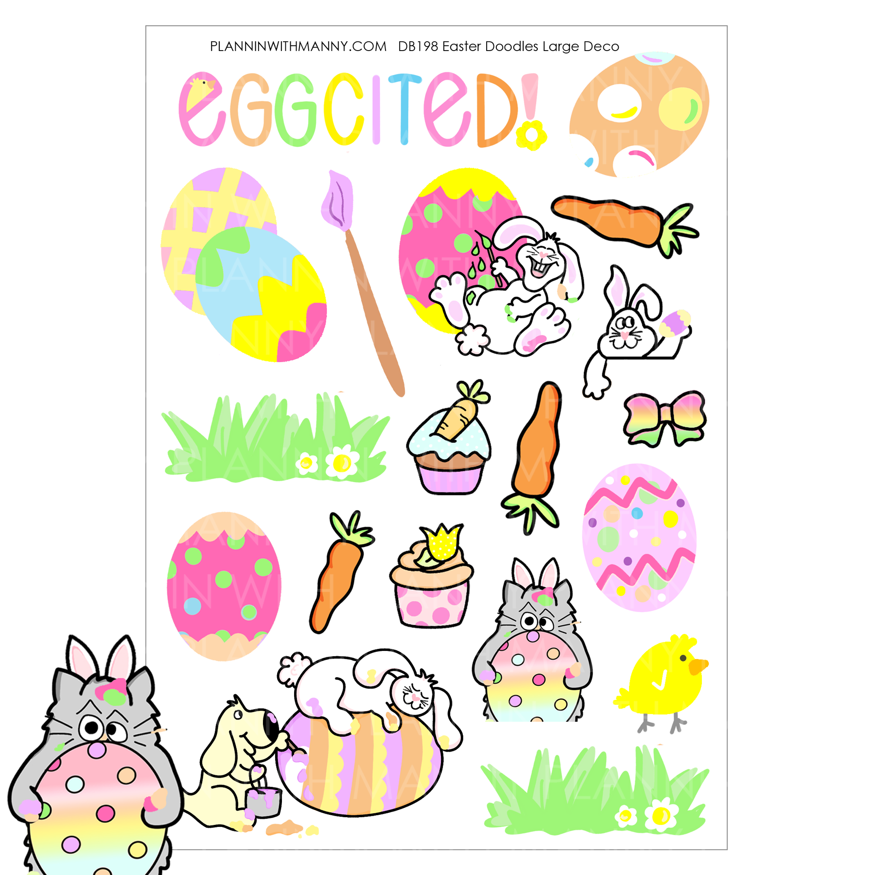 DB198 - Easter Doodles Large Deco Stickers