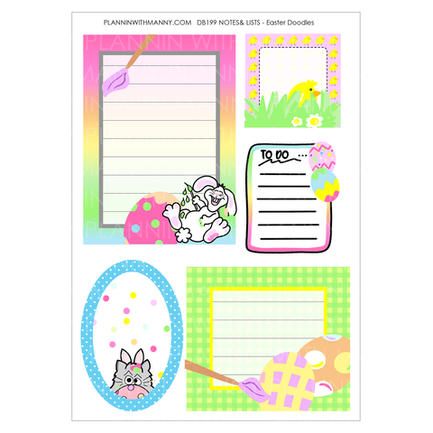 DB199 Easter Doodles Lists and Notes Sticker Sheet