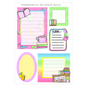 DB201 Book Lover Lists and Notes Sticker Sheet