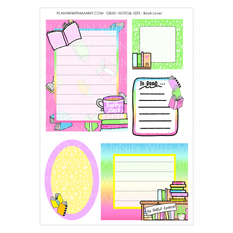 DB201 Book Lover Lists and Notes Sticker Sheet