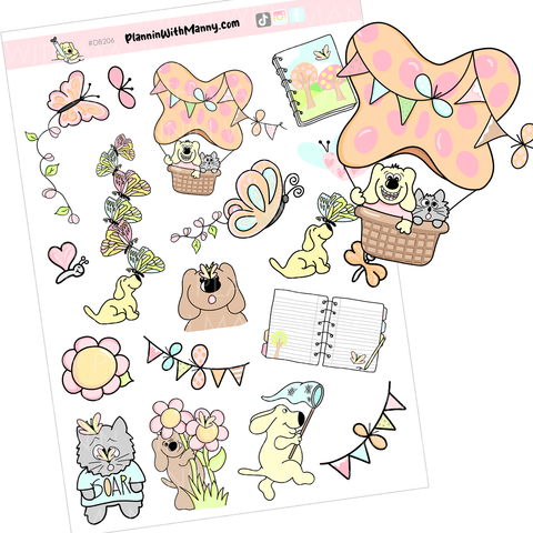 DB206 Butterfly Kisses Large Deco Planner Stickers