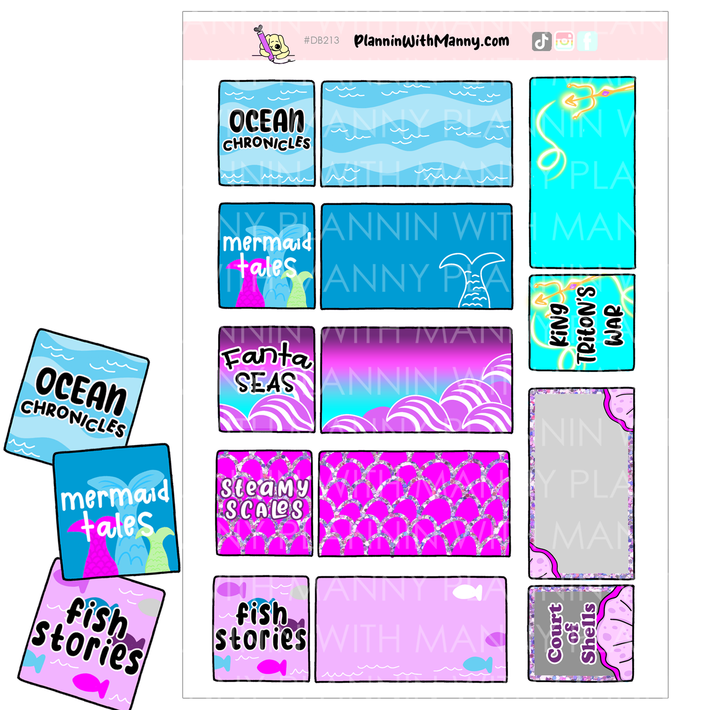 DB213 3D Mermaid Books Foldable Stickers