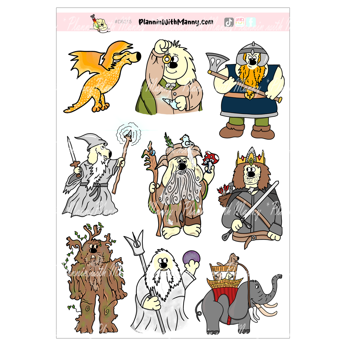 DB215 & DB214 Manny's Hobbit Adventure's Large Deco Sticker Sheets