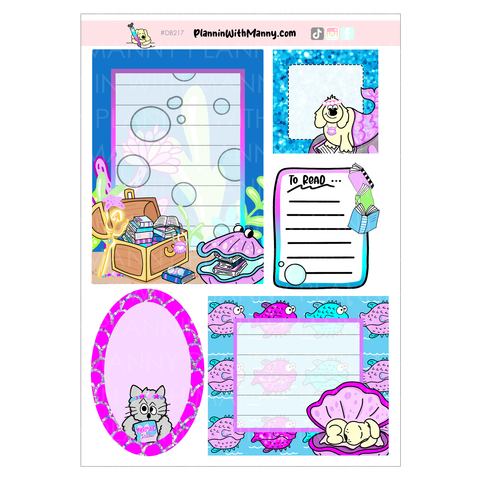 DB217 Mermaid Tales Lists and Notes Sticker Sheet