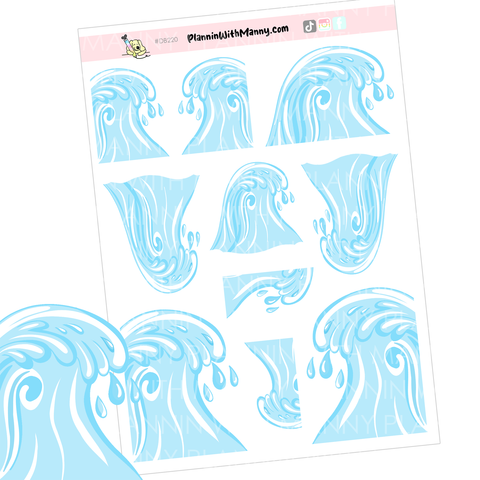 DB222 Beach Vibes Waves Large Deco Stickers