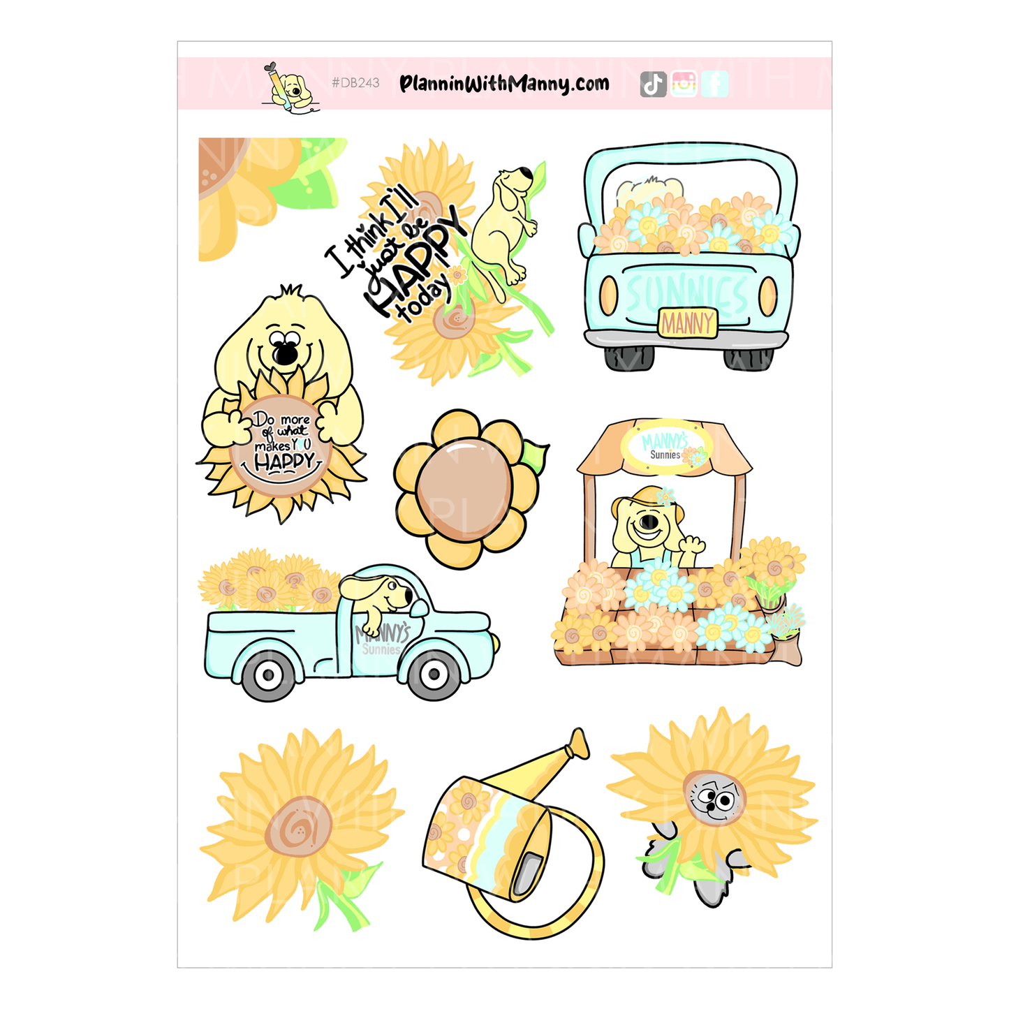 DB243 Sunnies-Large Sticker Sheet Set