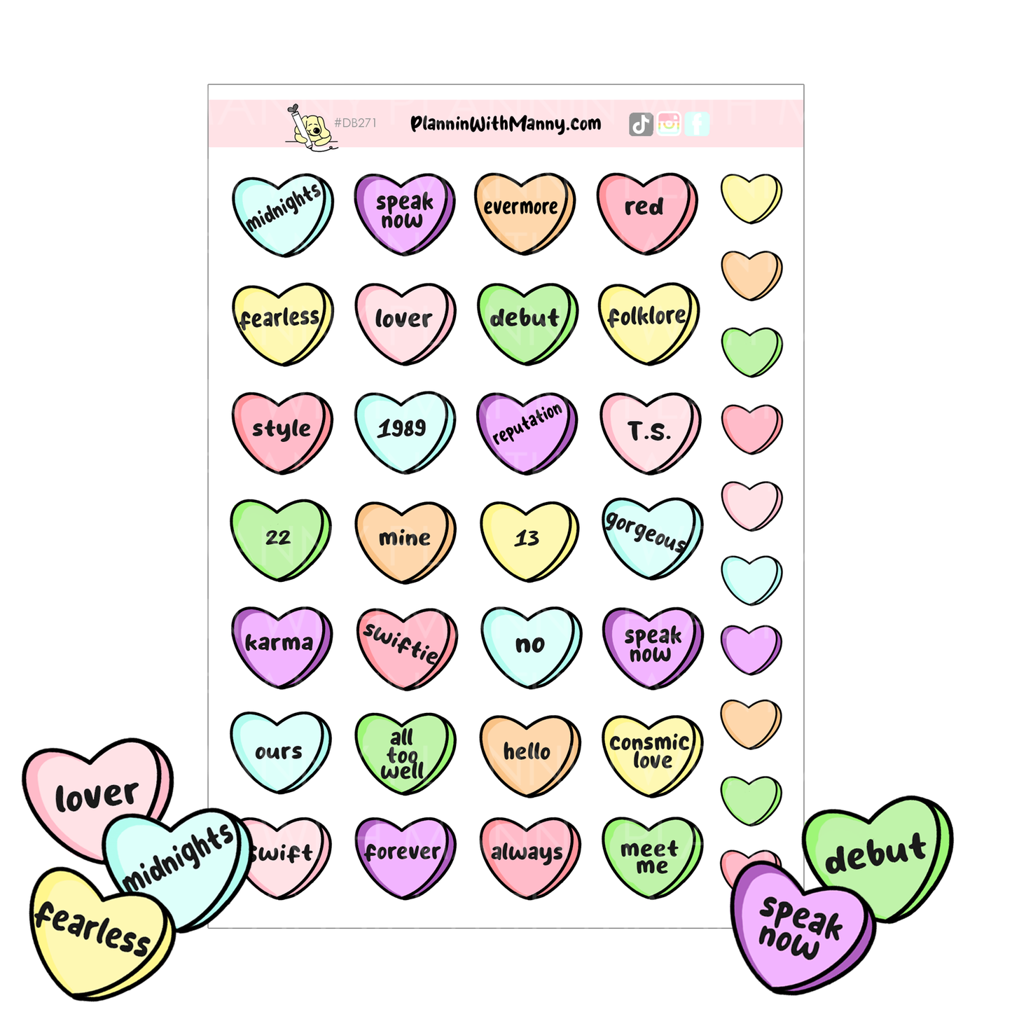 DB271 Sw*ftie Inspired Conversation Heart Stickers