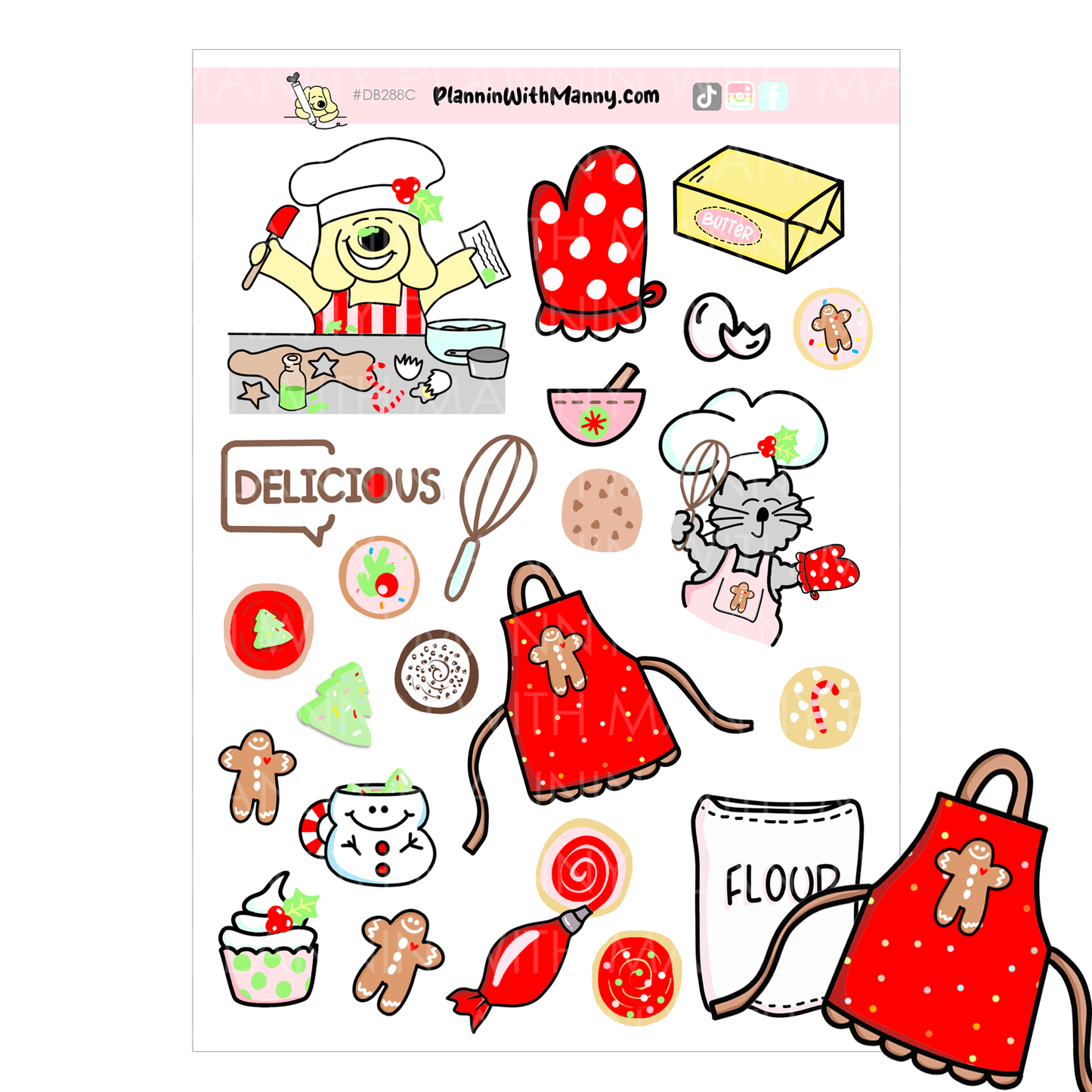 DB288C Christmas Baking Large Deco Sticker Sheet