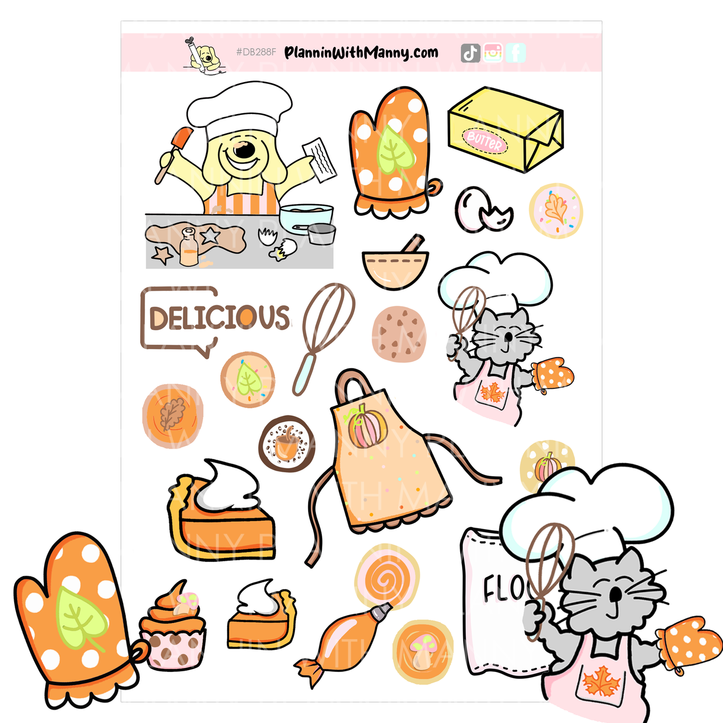 DB288 Fall Baking Large Deco Sticker Sheet