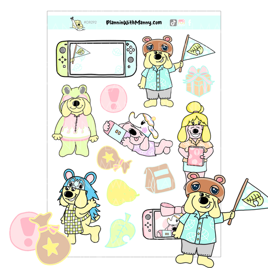 DB292 Manimal Crossing Large Deco Sticker Sheet