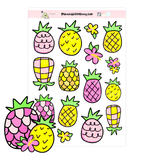 DB293 Pineapple Large Deco Sticker Sheet