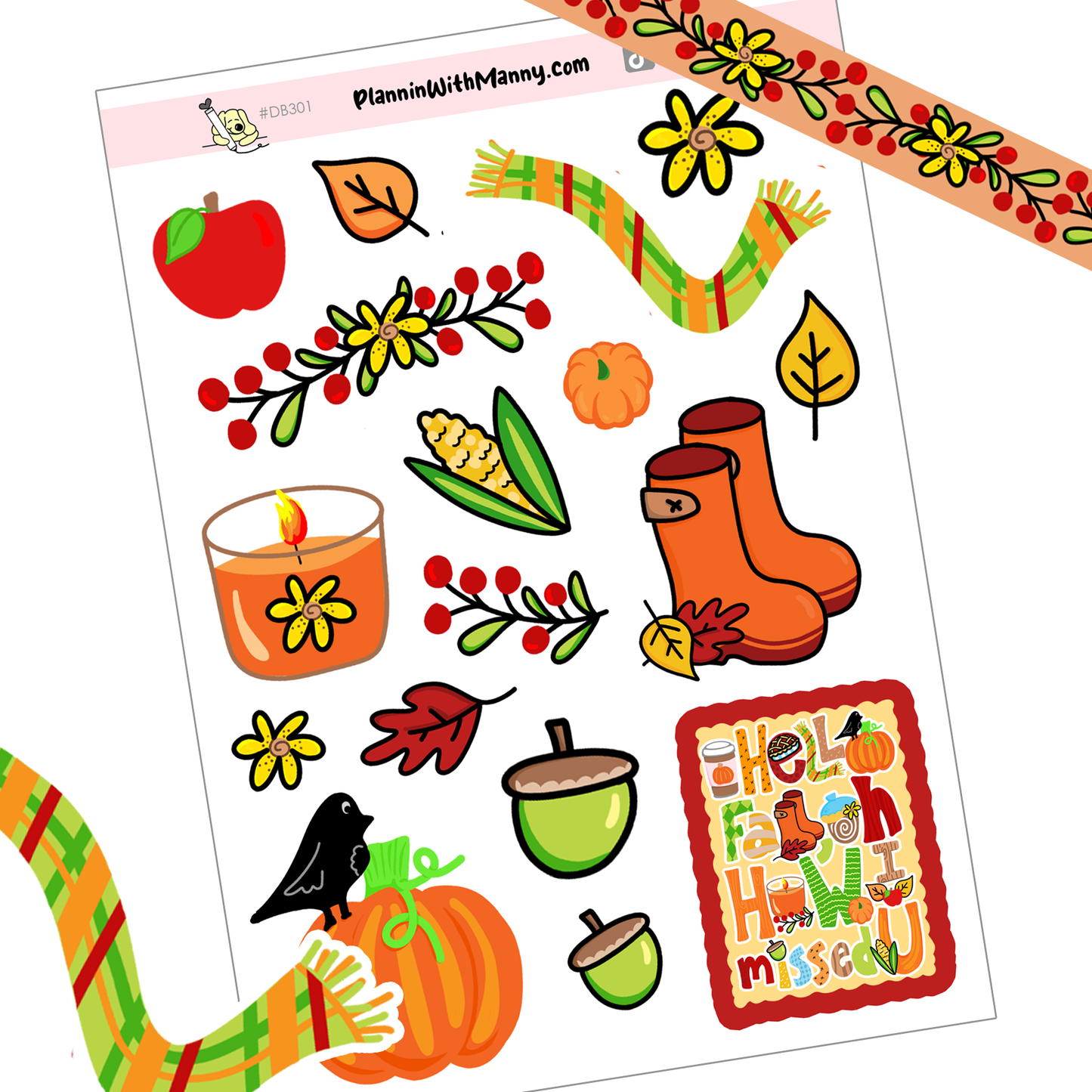 DB301 Oh Fall Set! Stickers and Bookmark
