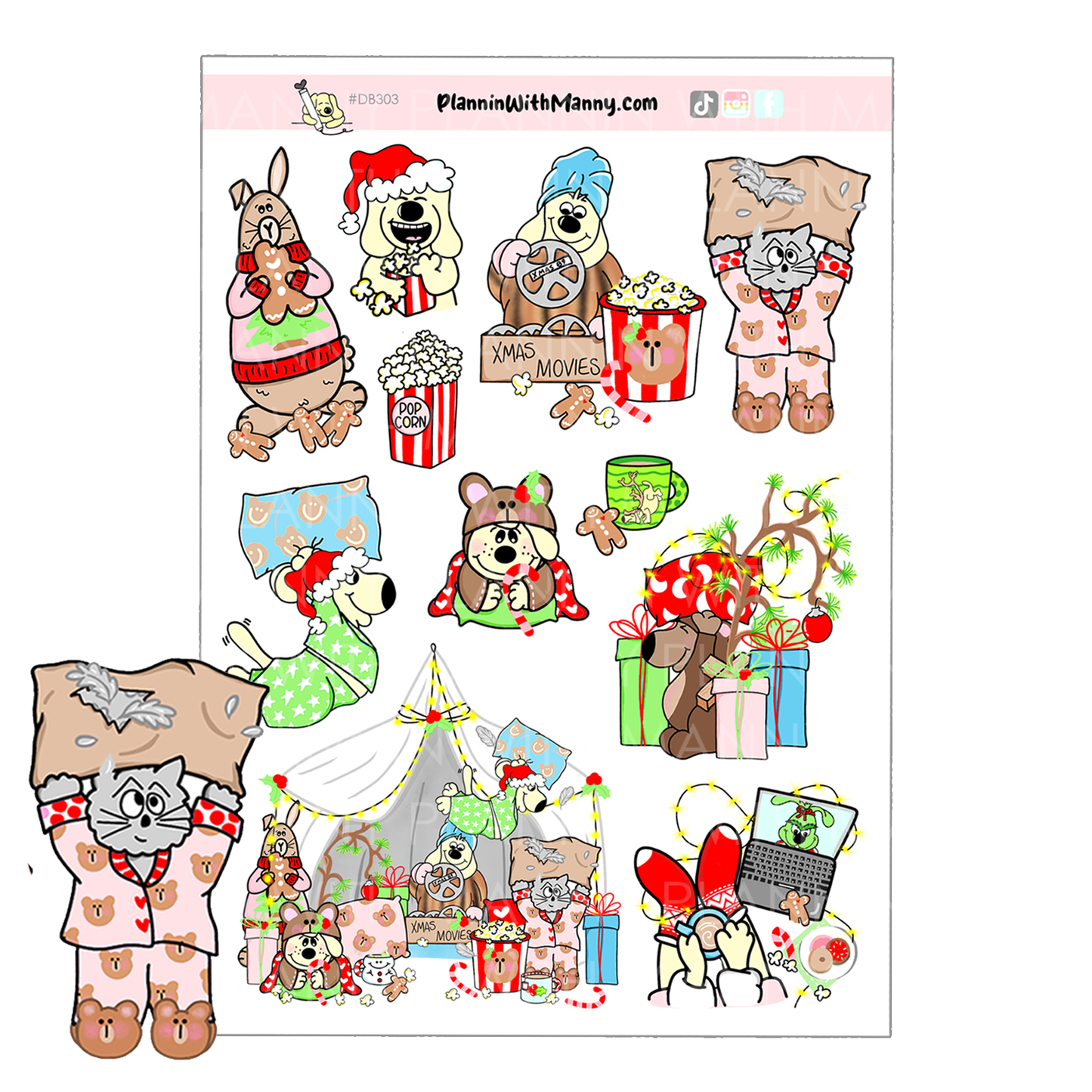 DB303 Holiday Popcorn Picnic Large Deco Sticker Sheet