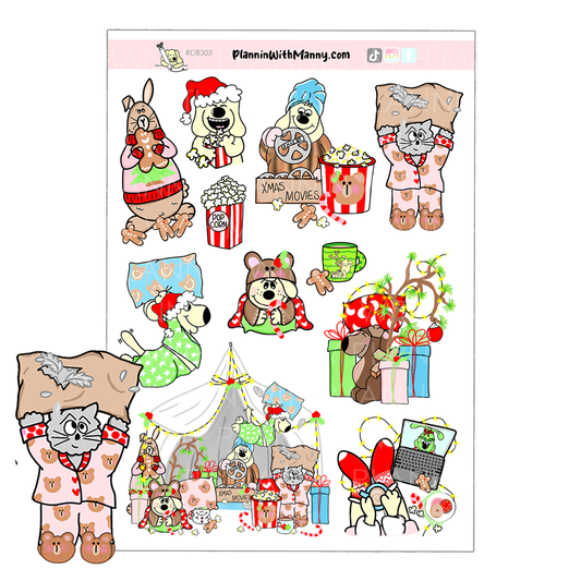 DB303 Holiday Popcorn Picnic Large Deco Sticker Sheet