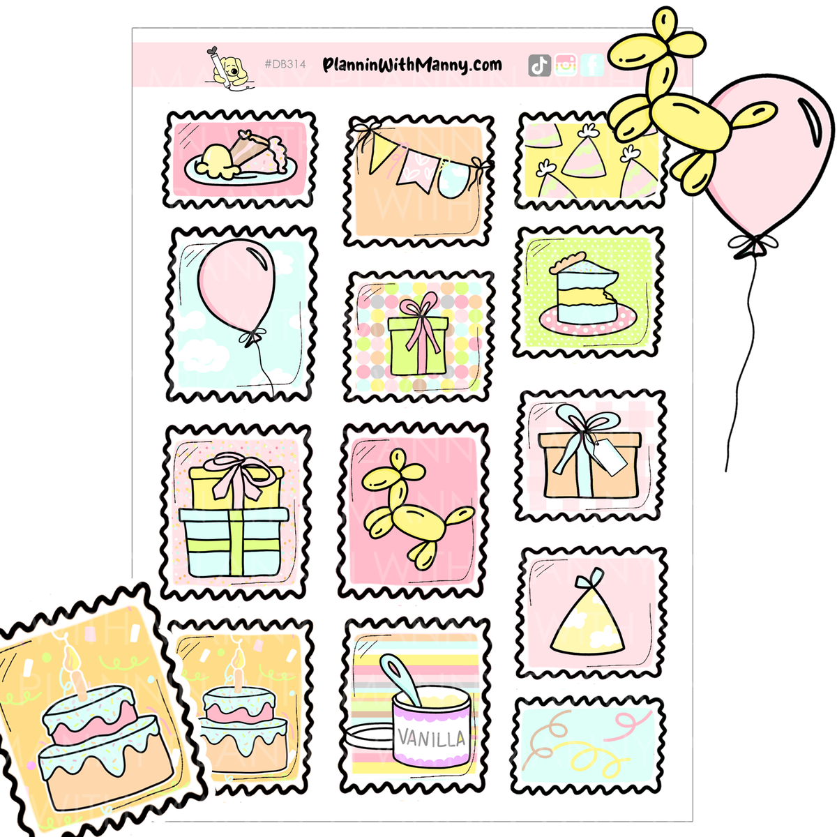 DB314 Birthday Fun Sticker Sheet