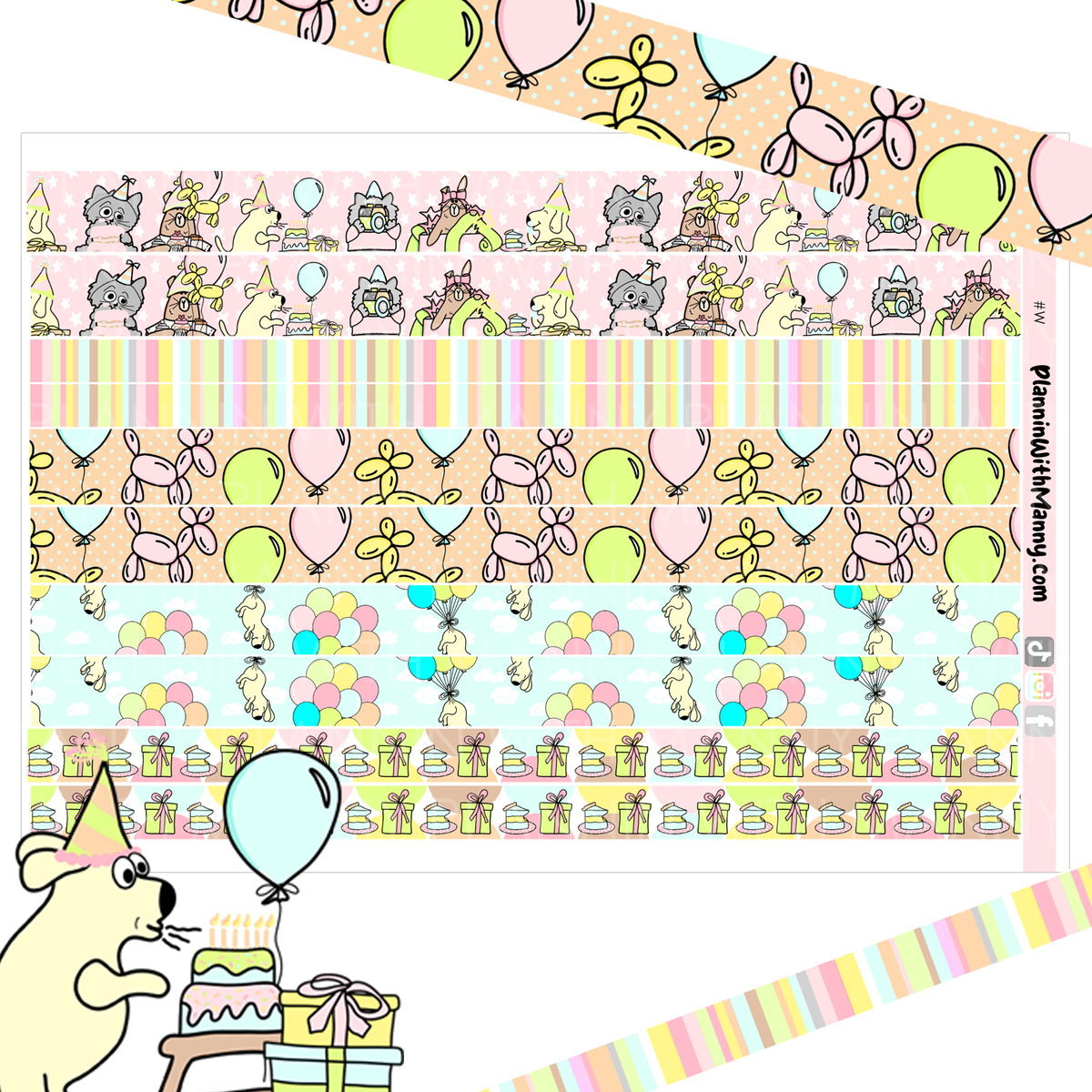 DBW303 Birthday Fun Washi Sticker Sheet