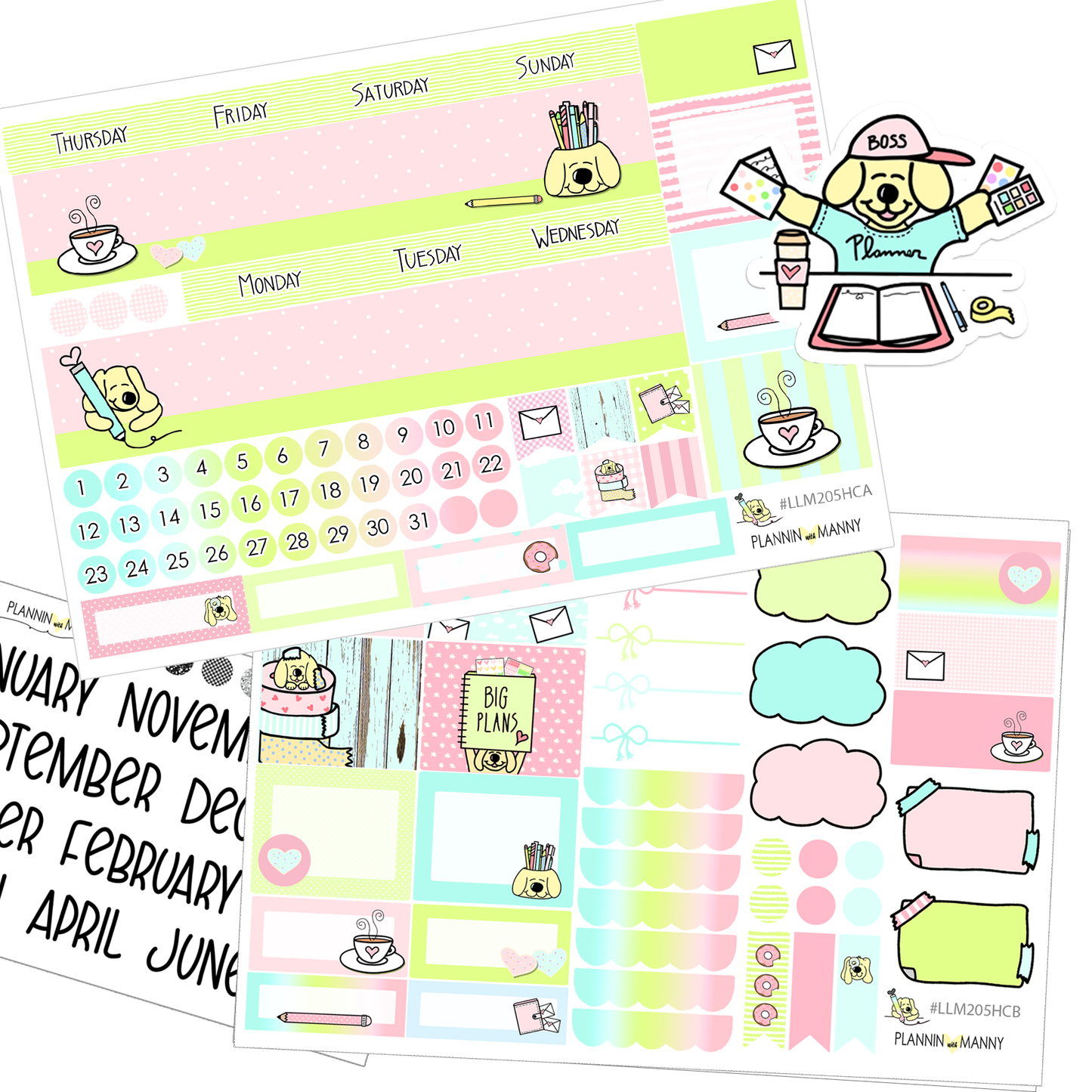 LLM205HC HOBO COUSIN MONTHLY PLANNER STICKERS - Planner Manny Collection