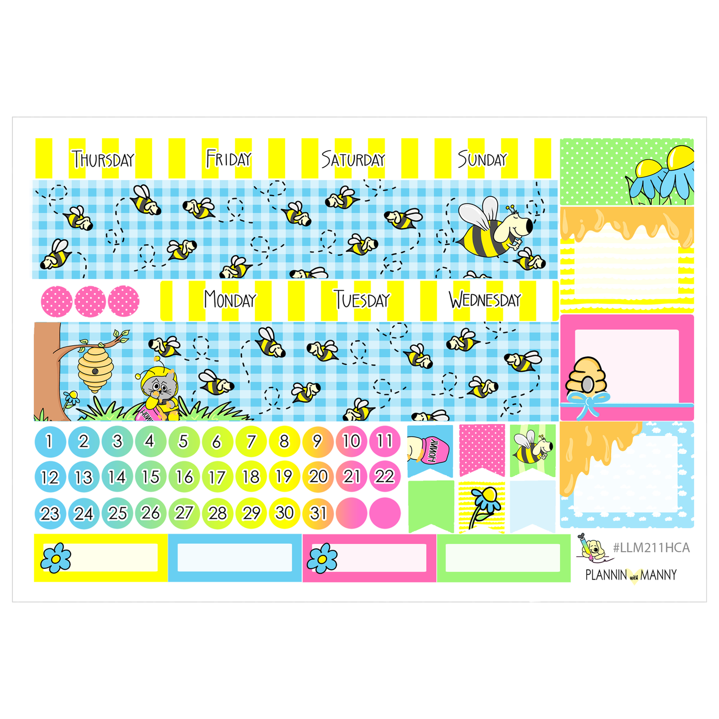 LLM211HC HOBO COUSIN MONTHLY PLANNER STICKERS - Bee My Hunny Collection