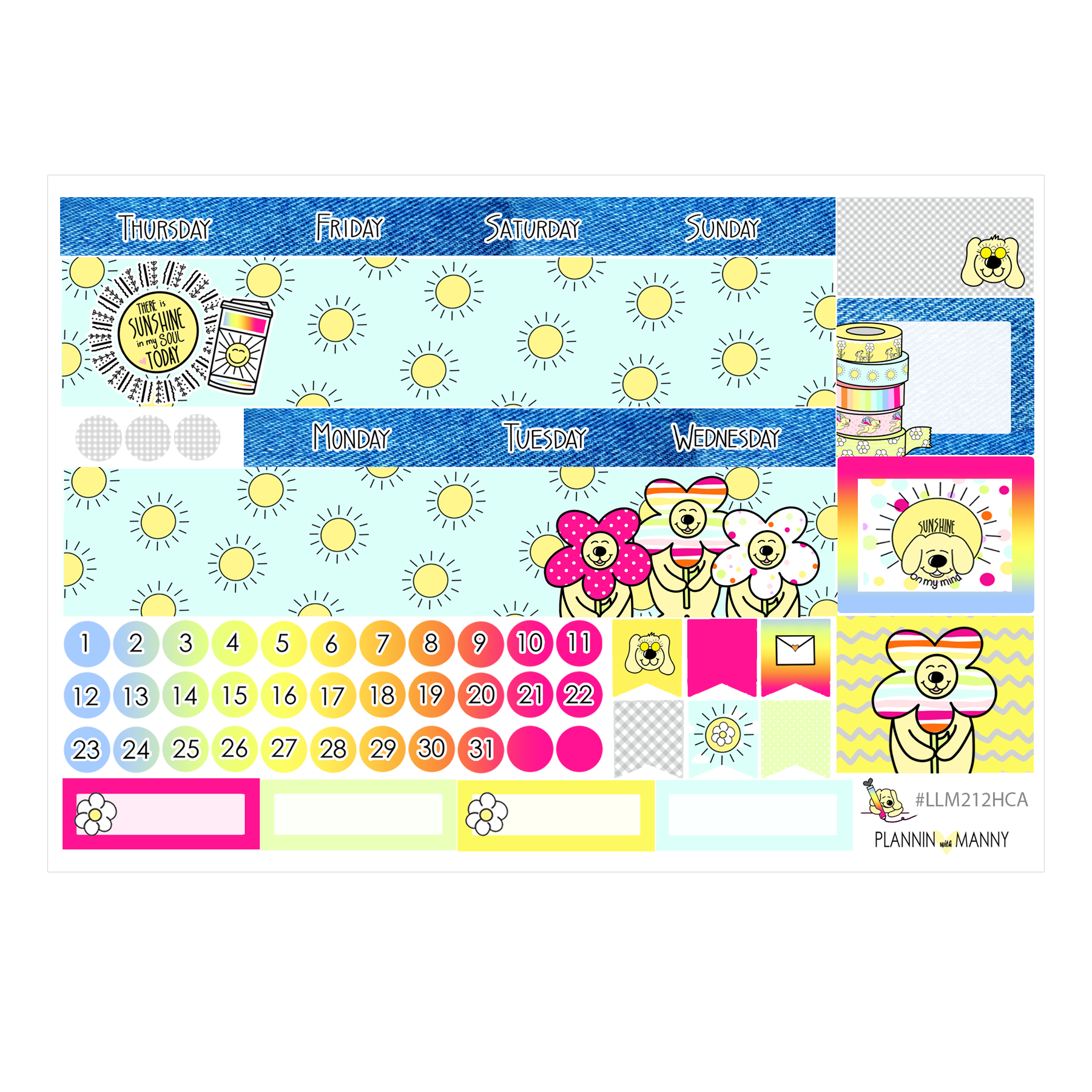 LLM212HC HOBO COUSIN MONTHLY PLANNER STICKERS -Sunshine in My Pocket Collection