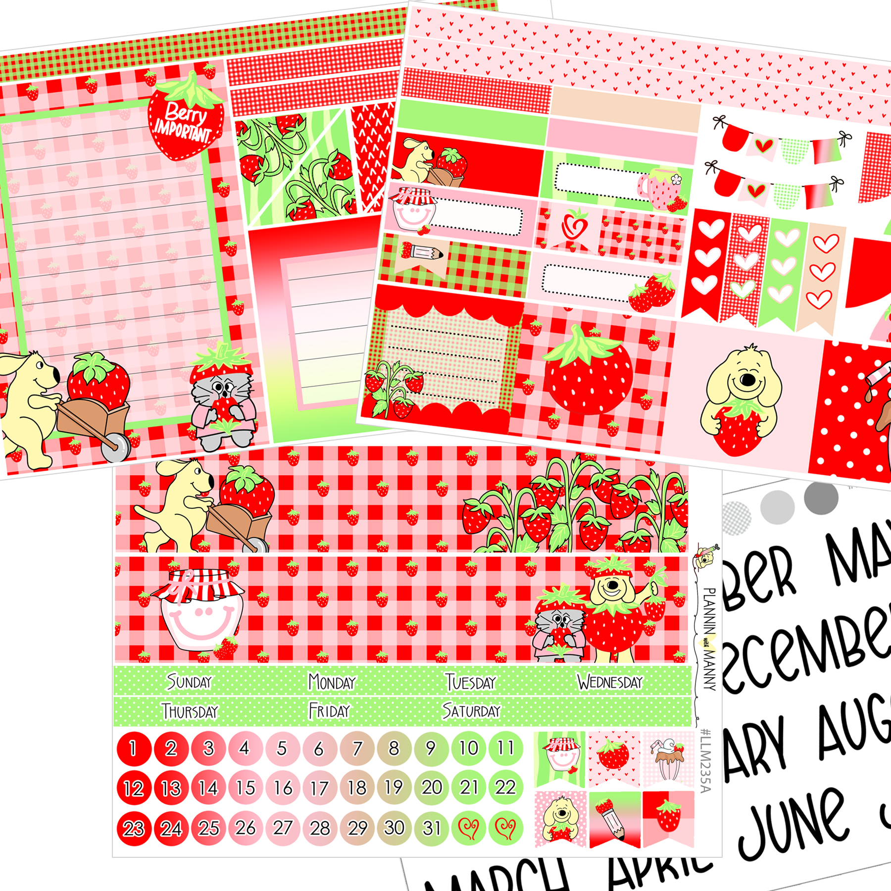 LLM235 MONTHLY PLANNER STICKERS - Berry Time Love Collection