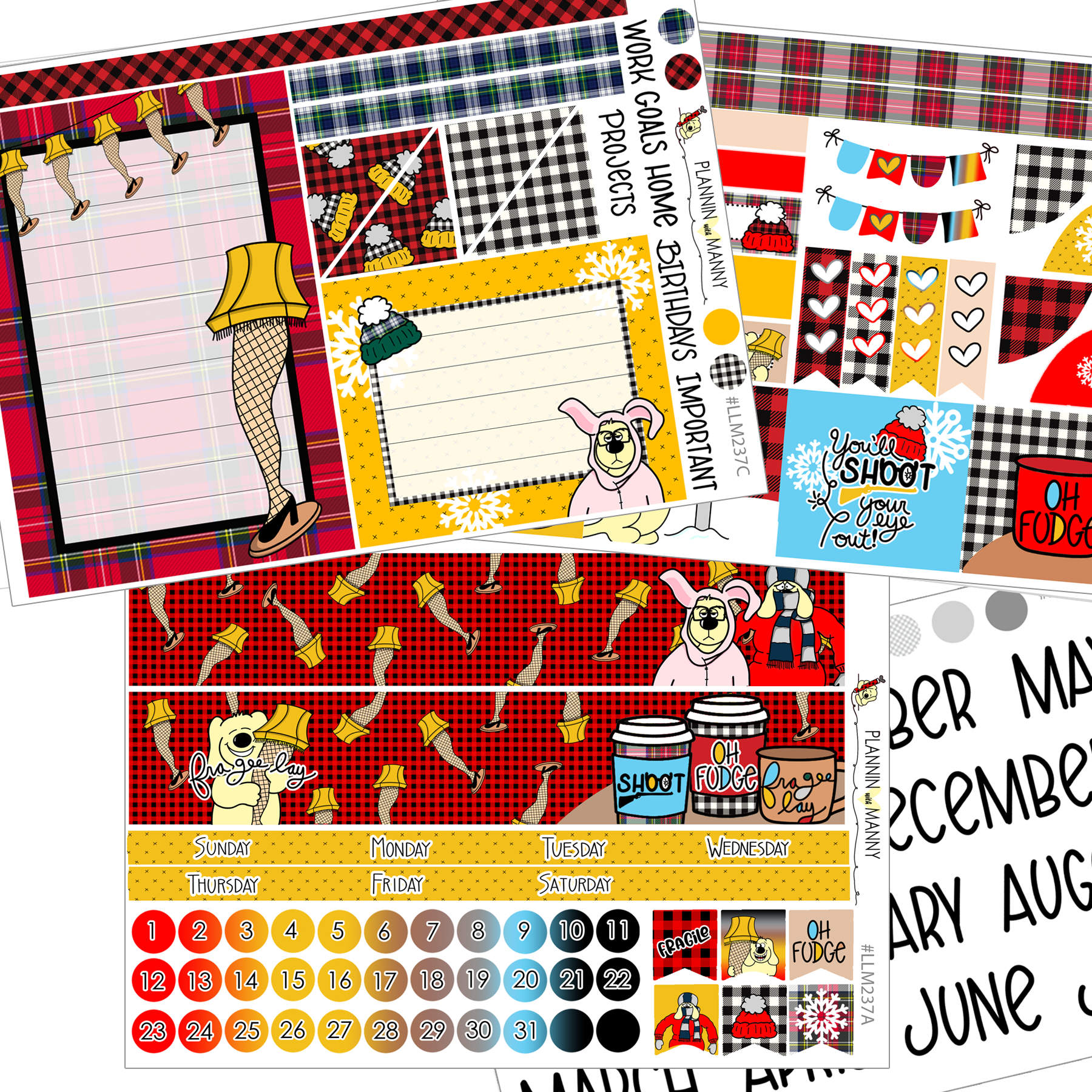 LLM237 MONTHLY PLANNER STICKERS - Christmas Story Collection
