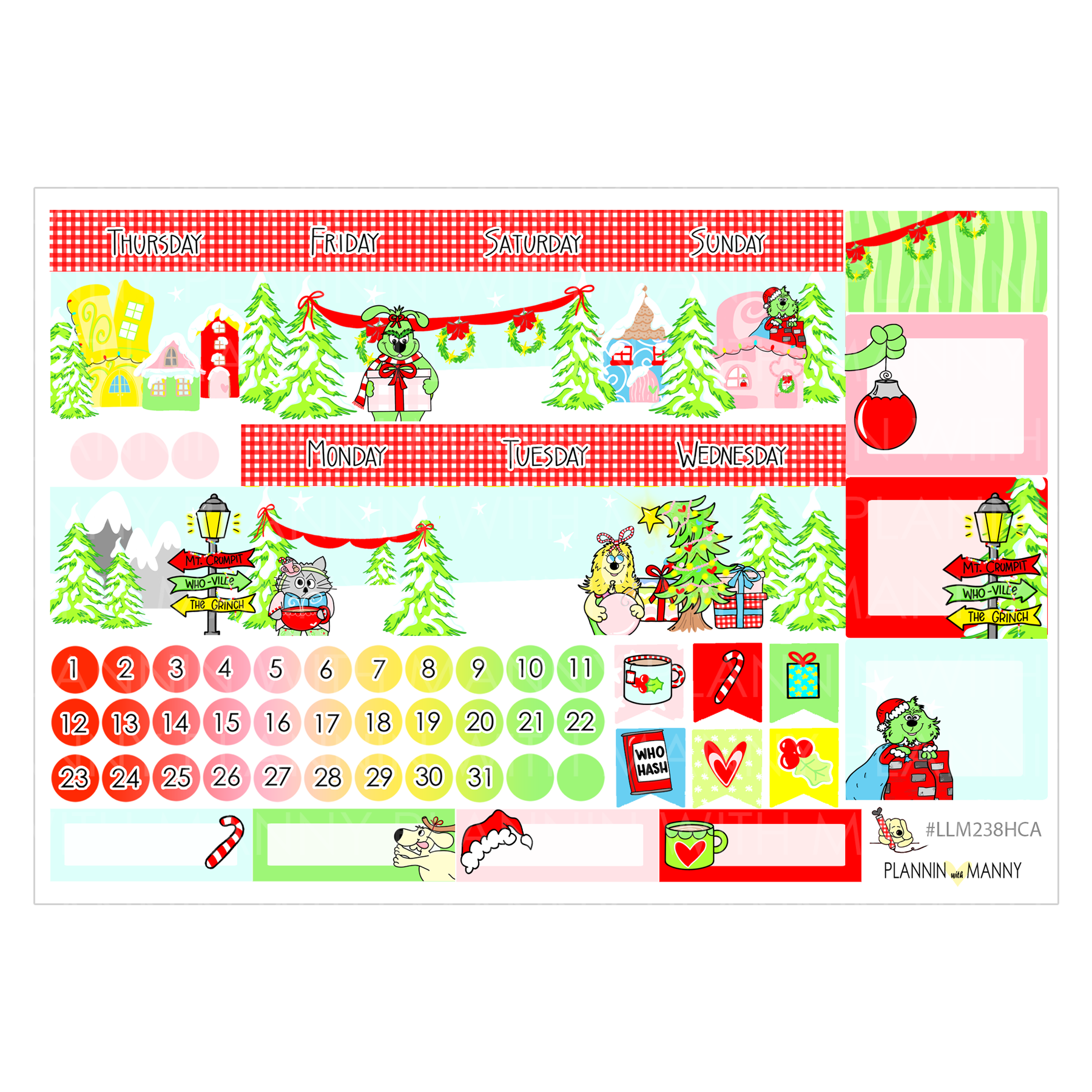 LLM238HC HOBO COUSIN MONTHLY PLANNER STICKERS - Whoville Collection