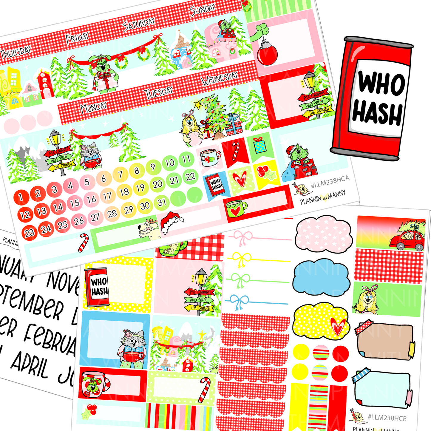 LLM238HC HOBO COUSIN MONTHLY PLANNER STICKERS - Whoville Collection