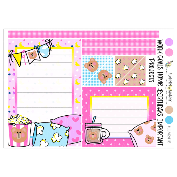LLM241 MONTHLY PLANNER STICKERS -Slumbear Party Collection