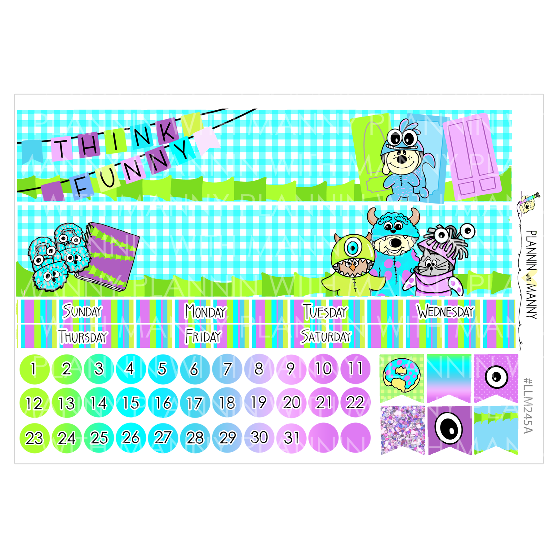 LLM245 MONTHLY PLANNER STICKERS -Simply Monsterous Collection