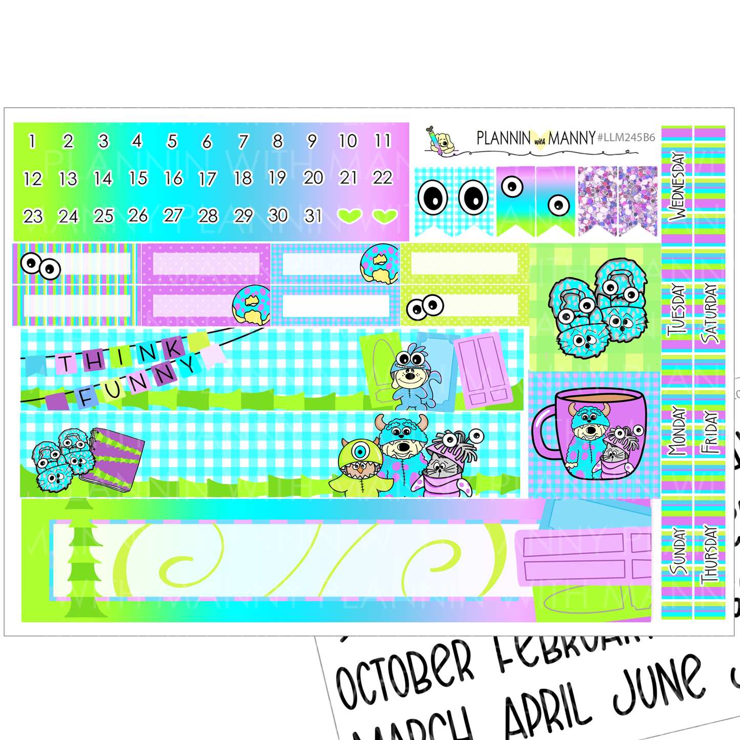 LLM245B6 Simply Monsterous B6 Monthly Planner Stickers