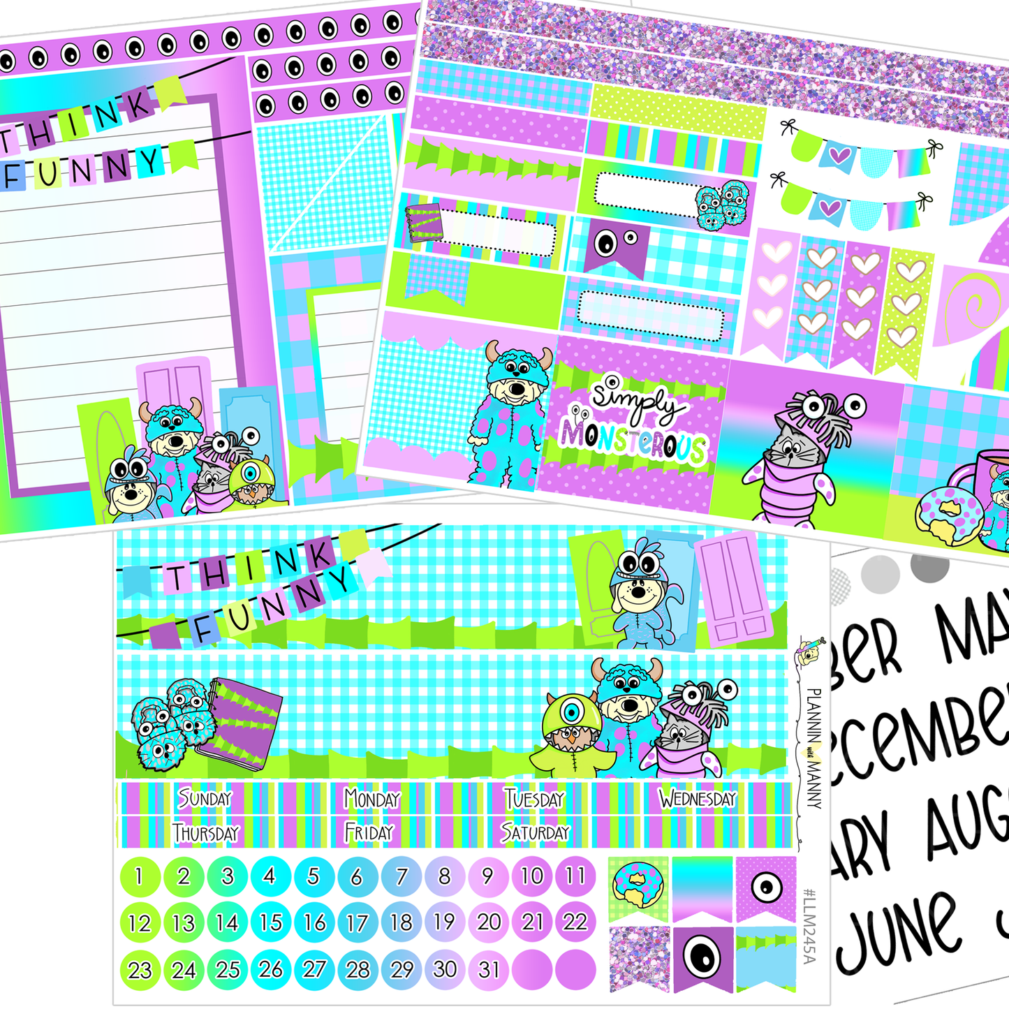 LLM245 MONTHLY PLANNER STICKERS -Simply Monsterous Collection