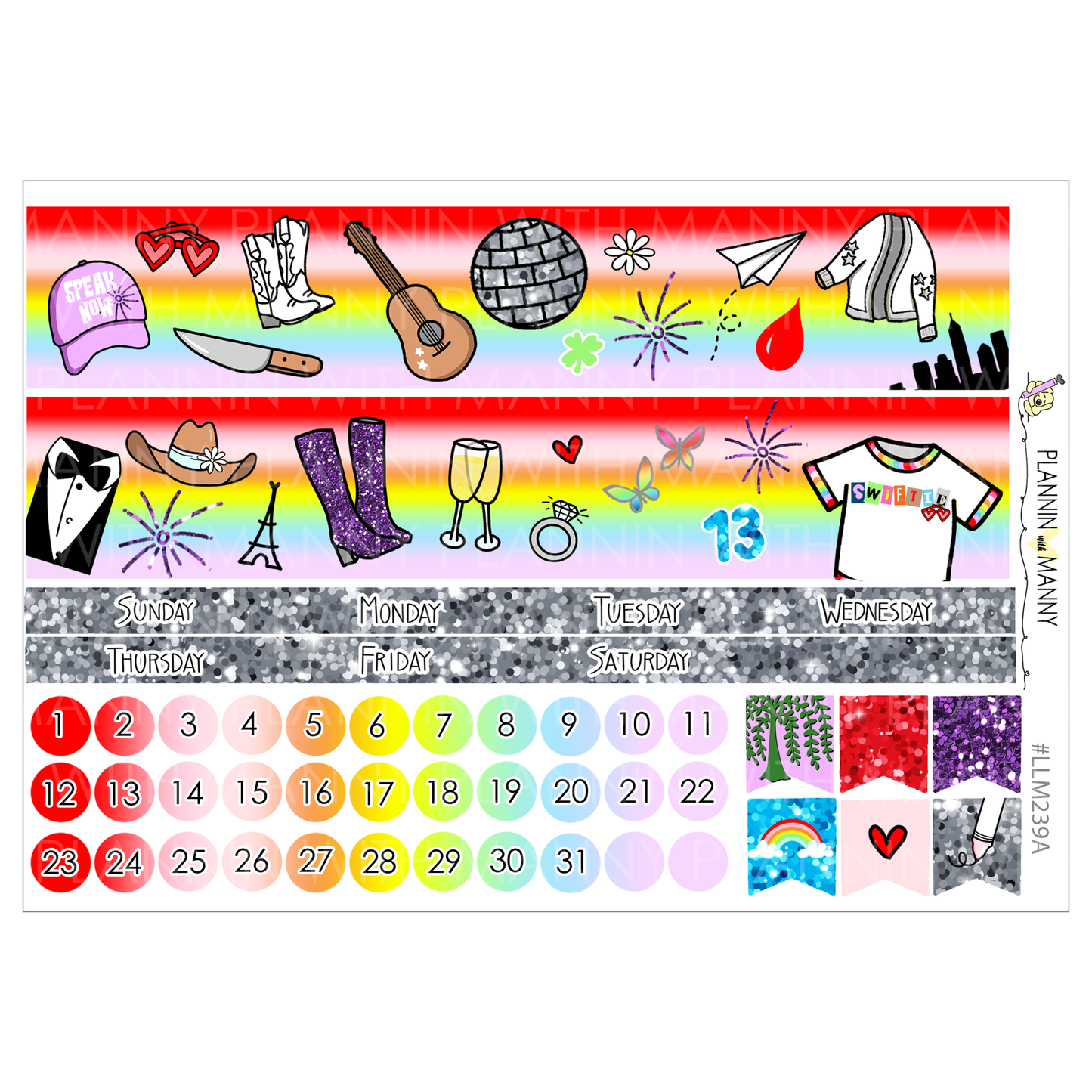 LLM239 MONTHLY PLANNER STICKERS - Sw*ftie Collection