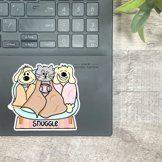 Cozy Days Snuggle.. Vinyl Sticker, Magnetic Bookmark, & Notecard MB122