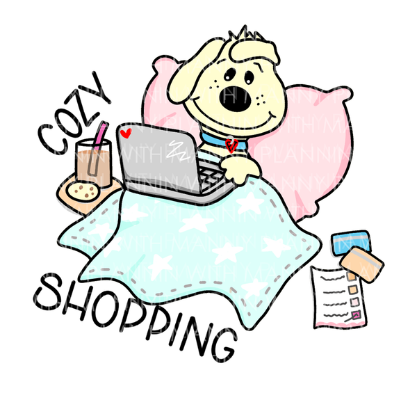 Cozy Shopping... Vinyl Sticker, Magnetic Bookmark, & Notecard MB127