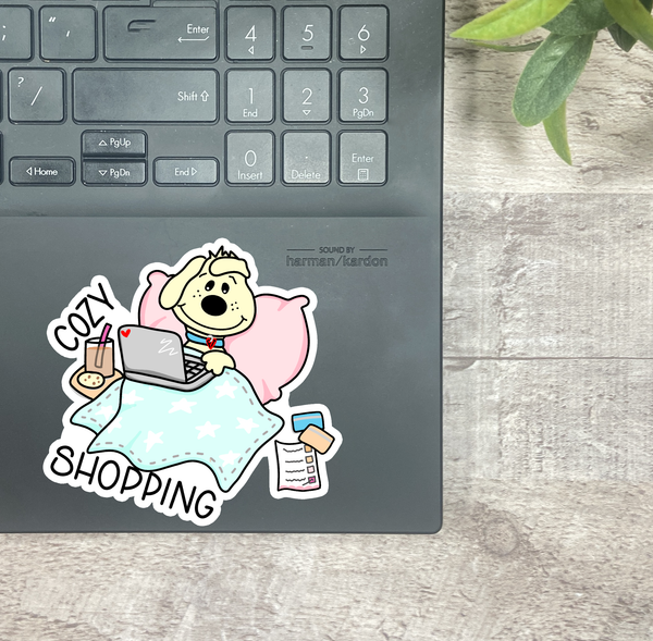 Cozy Shopping... Vinyl Sticker, Magnetic Bookmark, & Notecard MB127