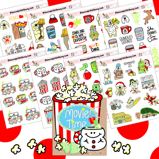 Christmas Movie Pack! 8 Planner Sticker Sheets and Pocket!