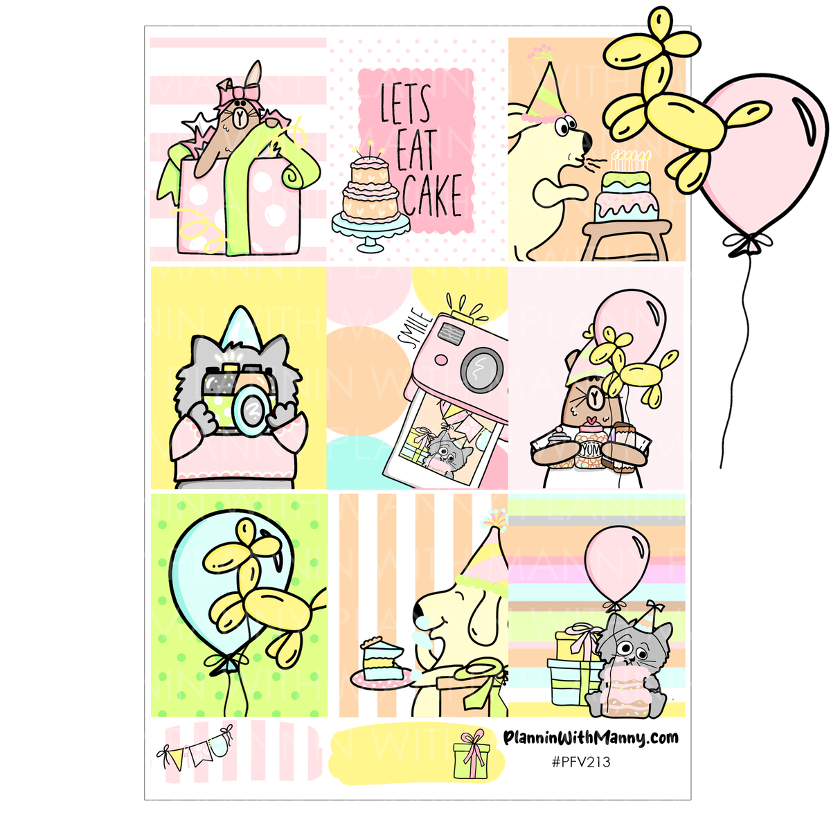 PFV213 Birthday Fun Vertical Sticker Mini Kit with Optional Date Covers